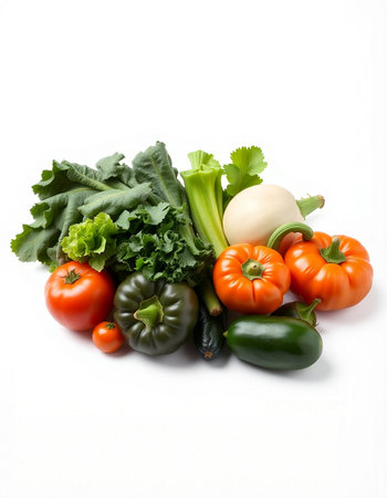 Vegetables isolated on white background. Fresh vegetables. Healthy food.の写真素材