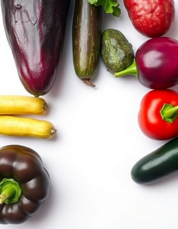 Vegetables on a white background. Healthy food. Top view.の写真素材