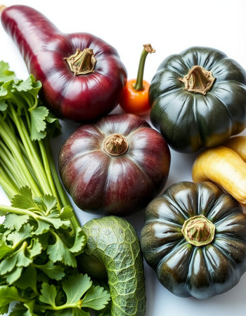 Variety of fresh vegetables on white background. Healthy food concept.