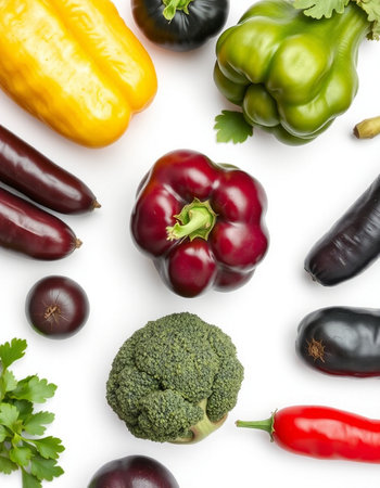 collection of various fresh vegetables isolated on white background. each one is shot separately