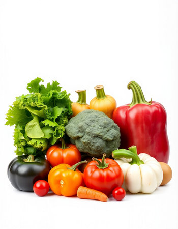 Fresh vegetables isolated on white background. Healthy food. Diet concept.の写真素材