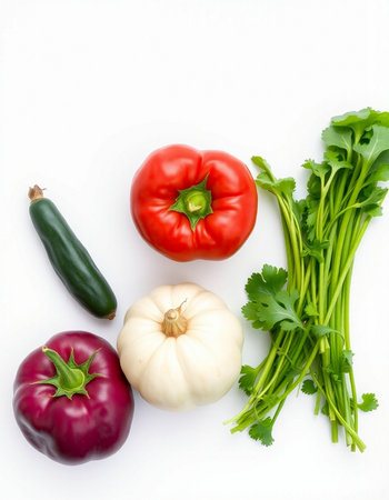 Vegetables on a white background. Healthy food. Vegetarian.の写真素材