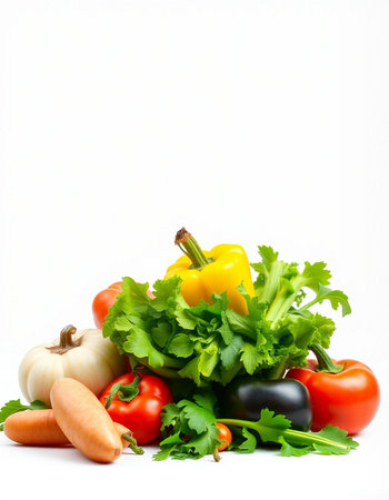 Fresh vegetables isolated on white background with copy space for your text.の写真素材