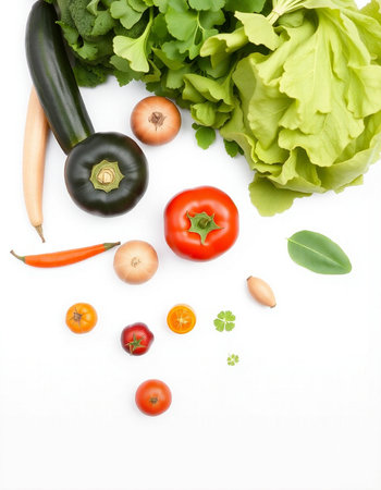 collection of various vegetables on white background. each one is shot separatelyの写真素材