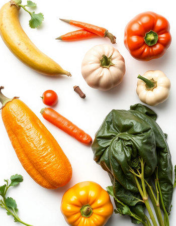 collection of various fresh vegetables on white background. each one is shot separatelyの写真素材