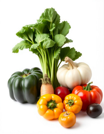 vegetables isolated on white background, fresh vegetables, healthy foodの写真素材