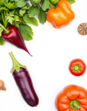 vegetables isolated on white background with copy space for your textの写真素材