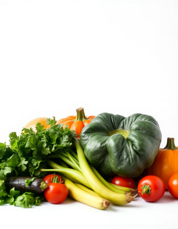 Fresh vegetables isolated on white background with copy space. Healthy food concept.の写真素材