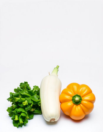 Vegetables isolated on a white background with space for text.の写真素材