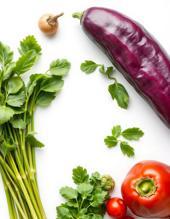 vegetables isolated on white background with copy space for your text