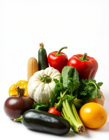 Fresh vegetables isolated on white background. Healthy food concept. Vegetables background.の写真素材