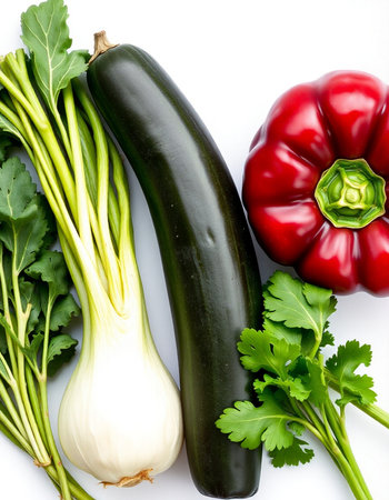 Vegetables isolated on white background. Healthy food concept. Top view.の写真素材