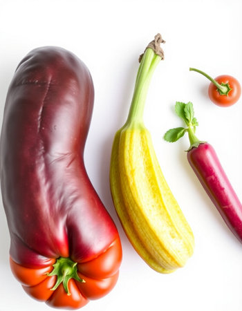 vegetables on a white background. peppers, zucchini and tomatoesの写真素材