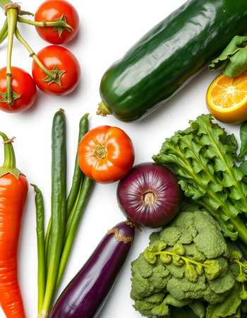 collection of fresh vegetables isolated on white background. each one is shot separatelyの写真素材