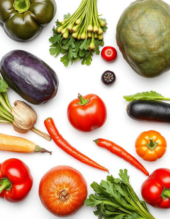 collection of various fresh vegetables on white background. each one is shot separatelyの写真素材