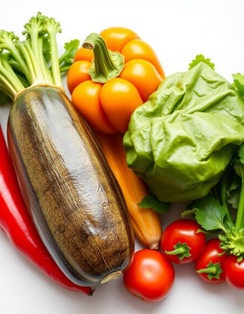 Vegetables isolated on white background. Healthy food and diet concept.の写真素材