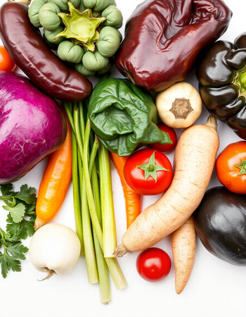 collection of fresh vegetables isolated on white background. healthy food concept.