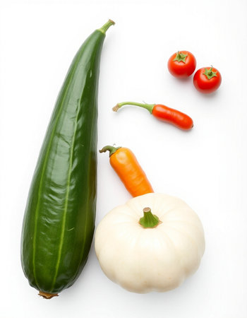 Vegetables on a white background, close-up, isolatedの写真素材