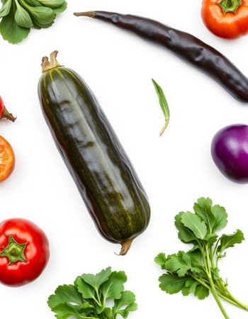 vegetables isolated on white background with clipping path and full depth of fieldの写真素材