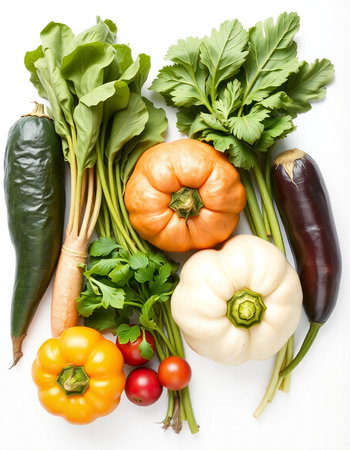 collection of fresh vegetables isolated on a white background. studio shot.の写真素材