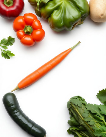 vegetables isolated on white background with copy space for your textの写真素材