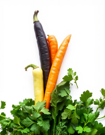 Fresh vegetables isolated on white background. Healthy food concept. Top view.の写真素材
