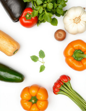 collection of various vegetables on white background. each one is shot separately