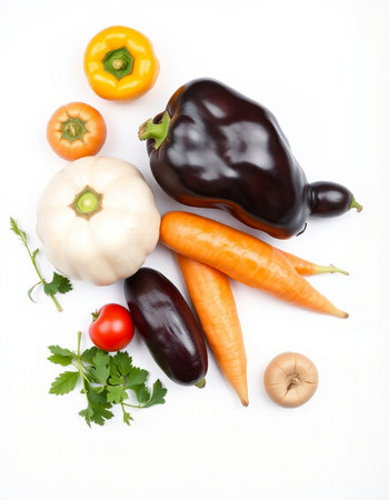 Fresh vegetables isolated on white background. Vegetables on white background.の写真素材
