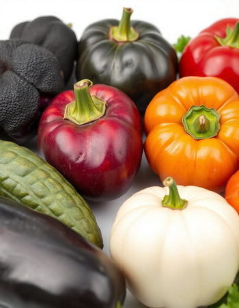 vegetables on a white background, close-up, verticalの写真素材