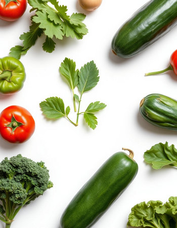 Different vegetables on white background, top view. Vegetarian food conceptの写真素材