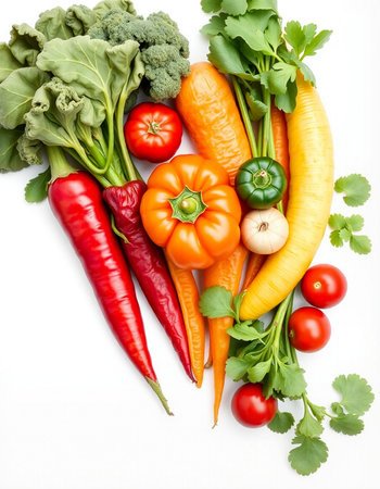 vegetables on a white background, healthy food, diet and nutritionの写真素材