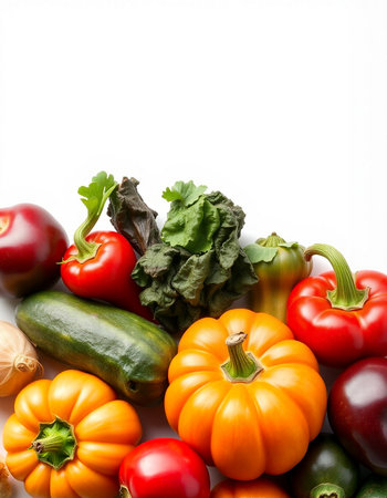 variety of fresh vegetables isolated on white background. Healthy food concept