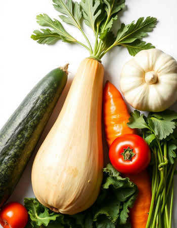 Vegetables on white background. Healthy eating concept. Top view.の写真素材