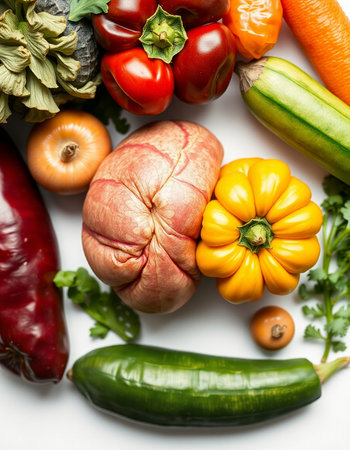 Healthy food background. Fresh vegetables on white background.