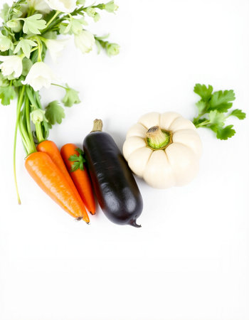 Vegetables isolated on white background with copy space for your textの写真素材