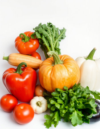 Composition with fresh vegetables on a white background. Studio photography.の写真素材