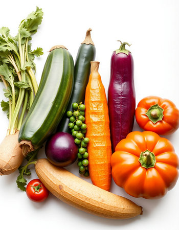 Fresh vegetables isolated on white background. Healthy food. Vegetables.の写真素材
