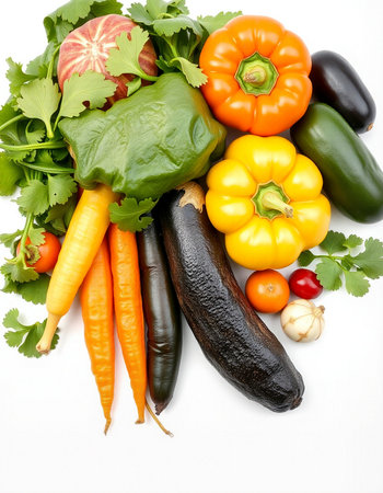 vegetables isolated on a white background, healthy food and nutritionの写真素材