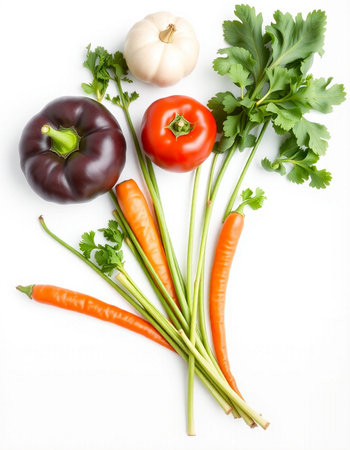 Vegetables isolated on white background. Healthy eating concept. Top view.の写真素材