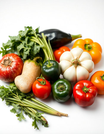 Vegetables on a white background. Healthy food. Diet.