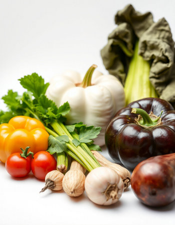 Vegetables on white background. Healthy food concept. Selective focus.