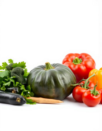 vegetables isolated on white background with copy space for your textの写真素材