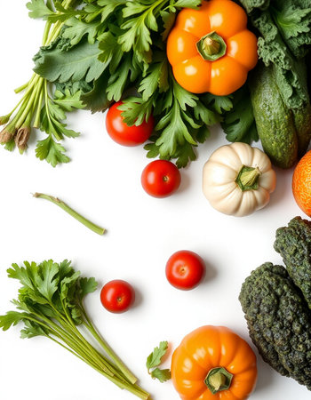 collection of various fresh vegetables on white background. each one is shot separatelyの写真素材