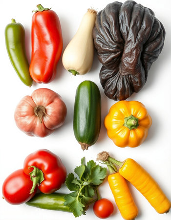 Collection of different vegetables on white background, top view. Healthy foodの写真素材