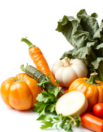 Fresh vegetables isolated on white background. Healthy food. Vegetarian.の写真素材