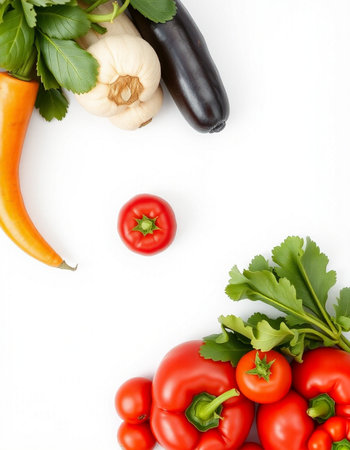 Vegetables on white background. Healthy food concept. Top view.の写真素材