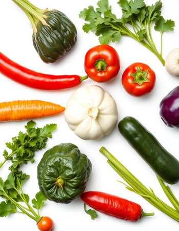 collection of fresh vegetables isolated on white background. each one is shot separatelyの写真素材
