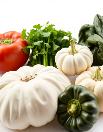 Fresh vegetables isolated on white background. Healthy food concept. Close up.の写真素材