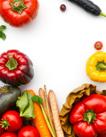 fresh vegetables isolated on white background with copy space for your text. Top viewの写真素材