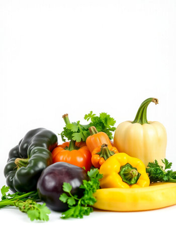 vegetables isolated on white background with copy space for your textの写真素材